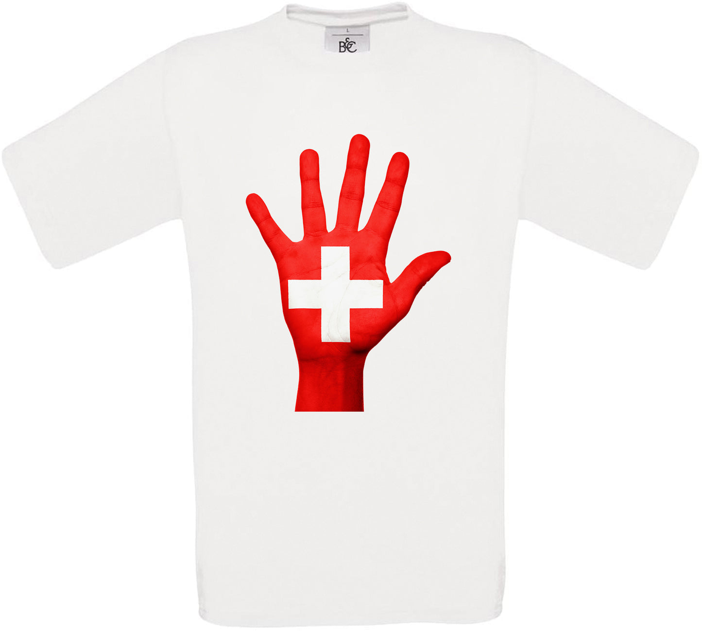 Switzerland Hand Flag Crew Neck T-Shirt