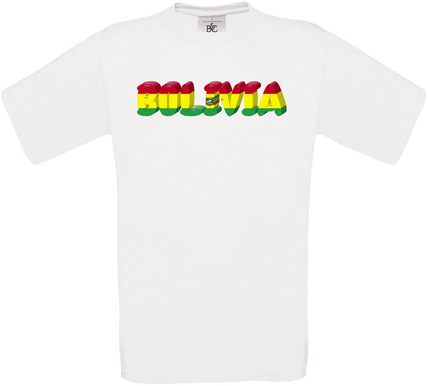Bolivia Country Name Flag Crew Neck T-Shirt