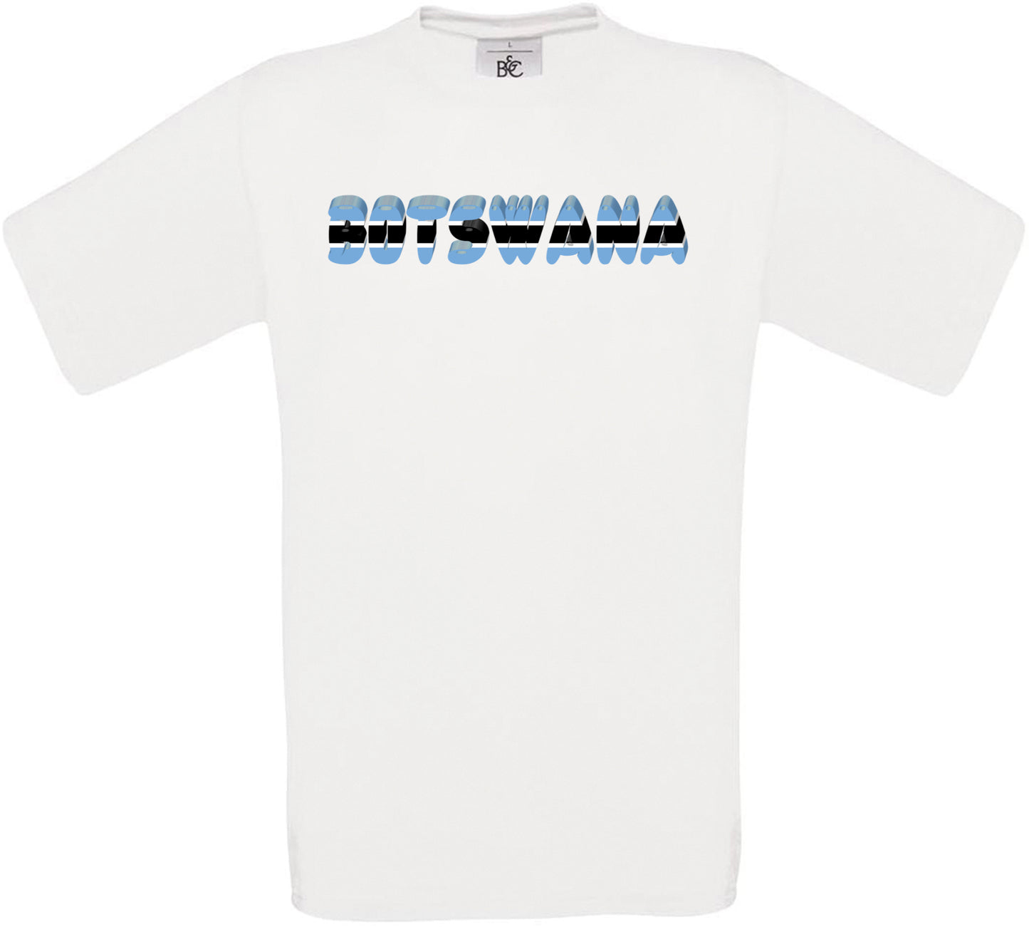 Botswana Country Name Flag Crew Neck T-Shirt