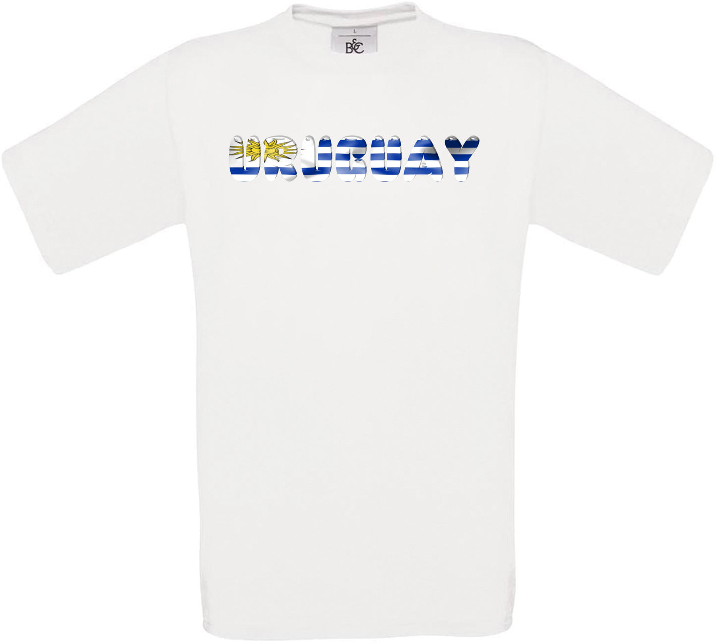 Uruguay Country Name Flag Crew Neck T-Shirt
