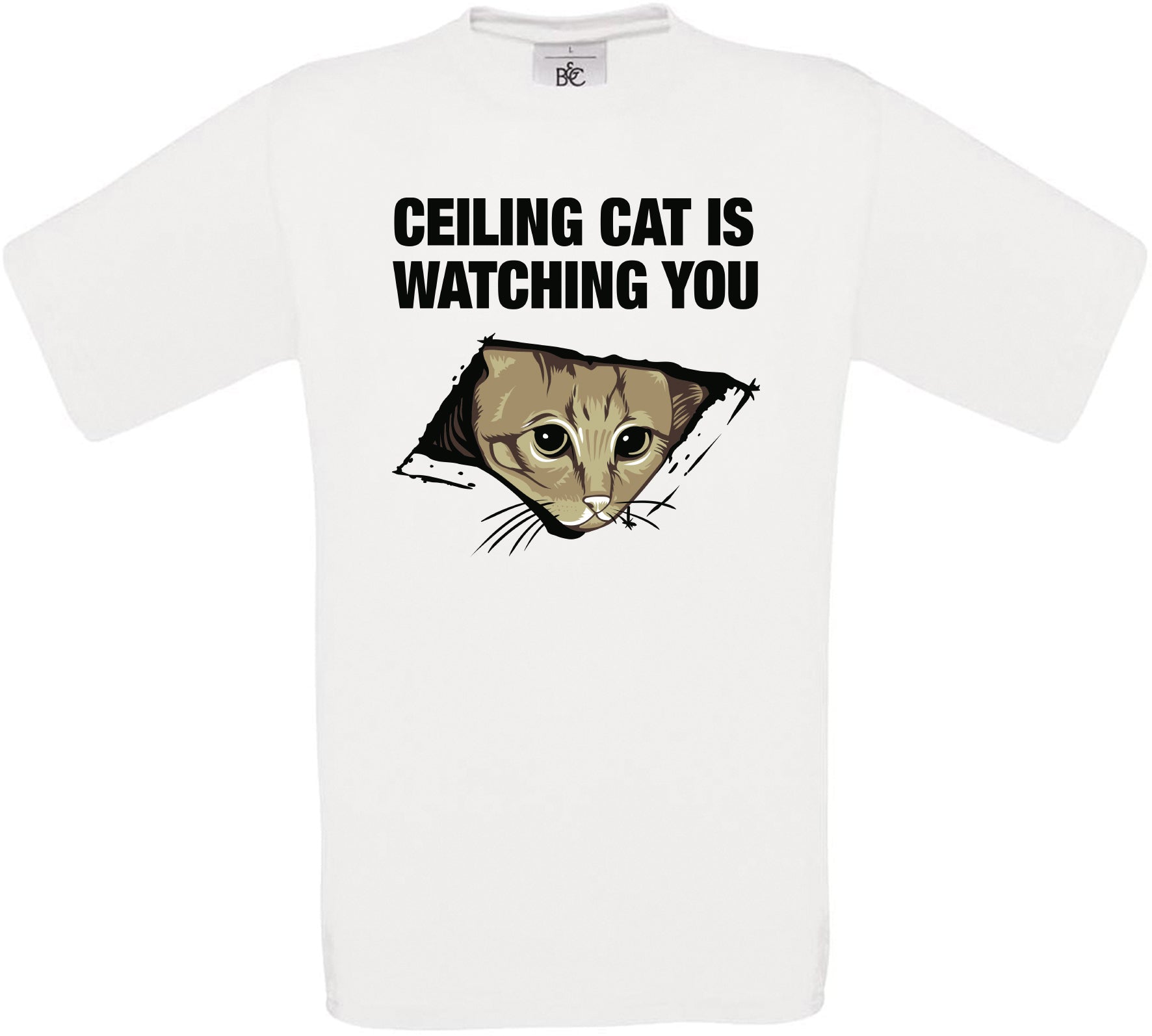 Ceiling Cat Is Watching You Crew Neck T-Shirt