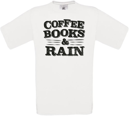 Coffee Books Rain Crew Neck T-Shirt