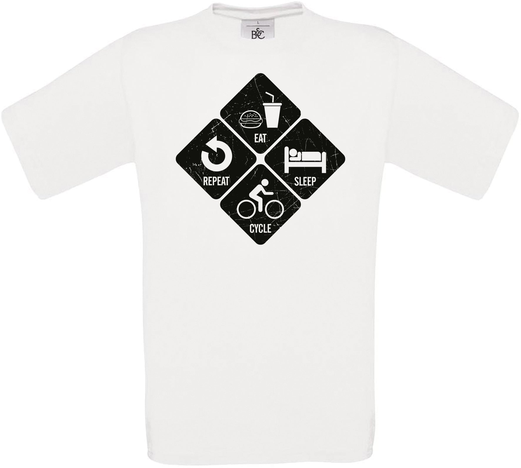 Eat Sleep Cycle Repeat Crew Neck T-Shirt