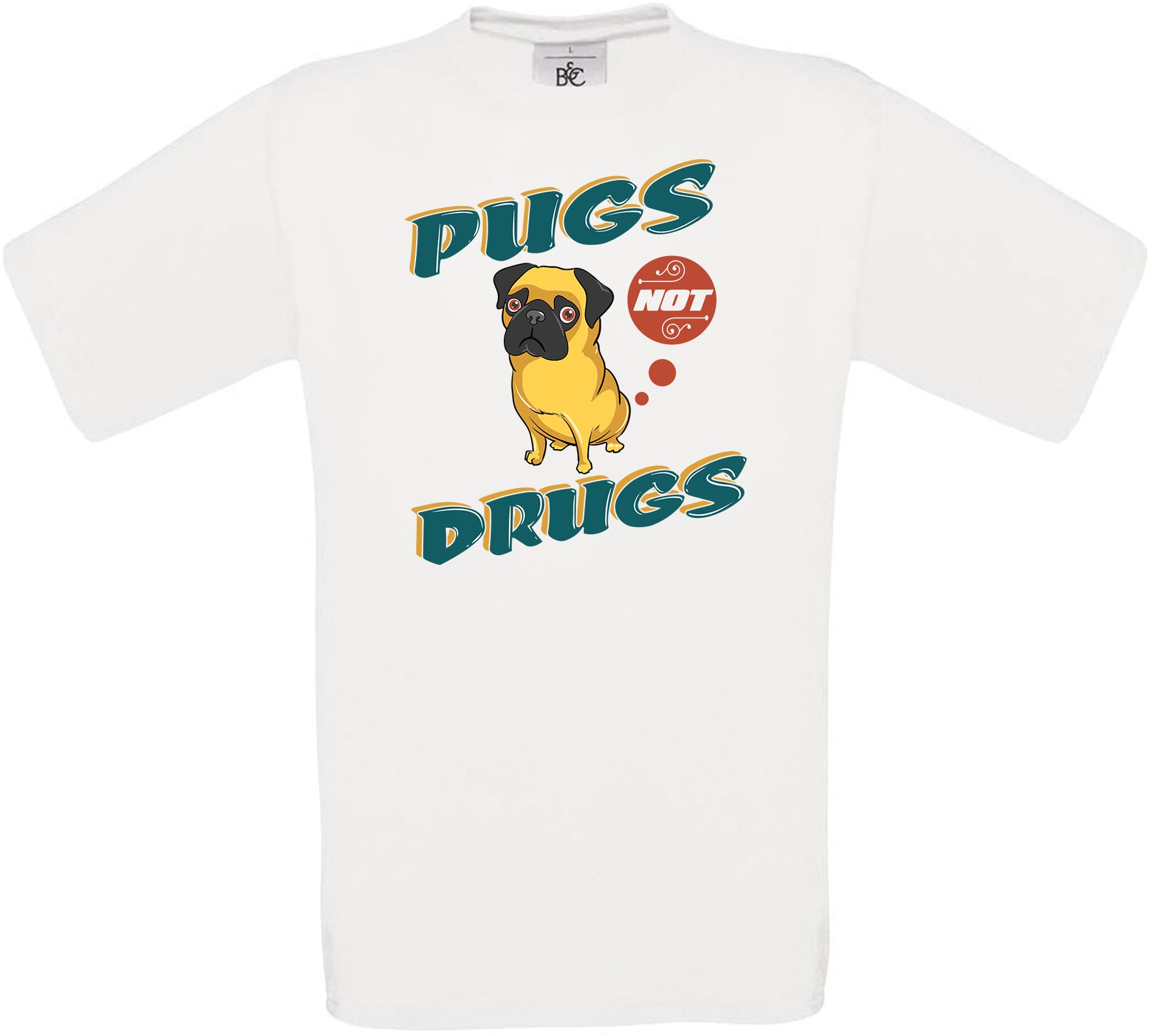 Pugs Not Drugs Crew Neck T-Shirt