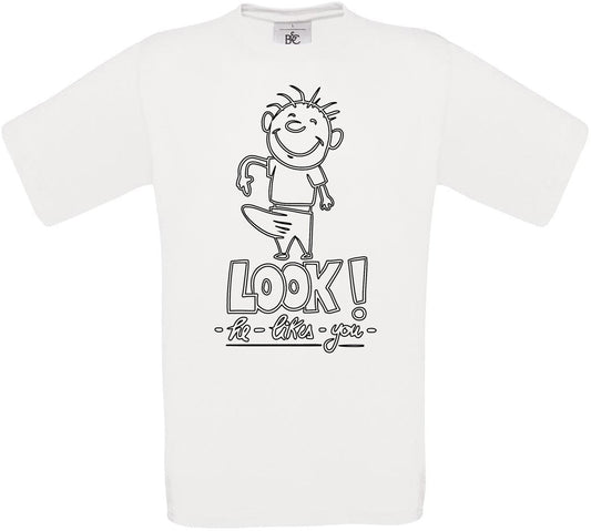 LOOK! - he - likes - you Crew Neck T-Shirt