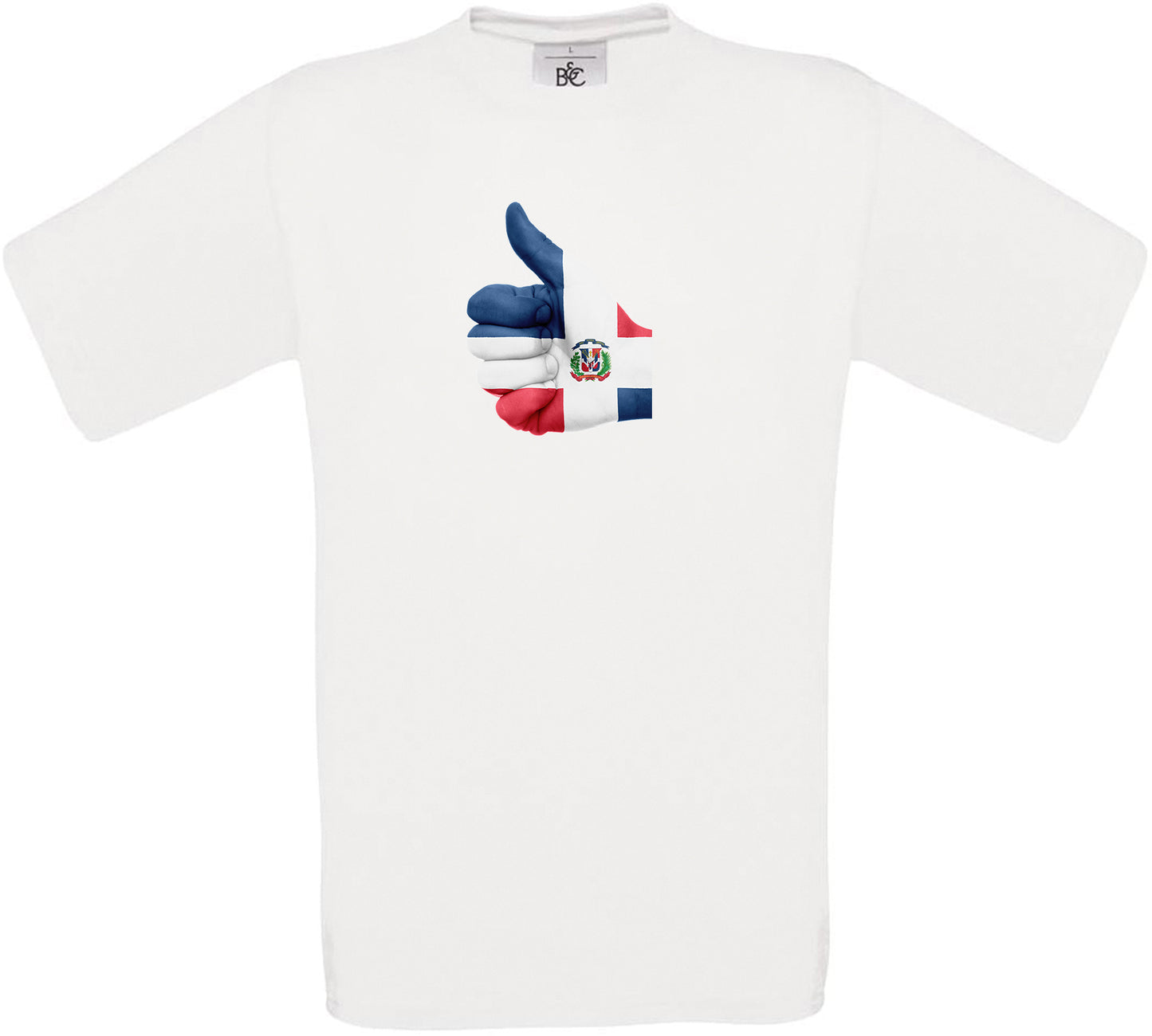 Dominican Republic Thumbs Up Flag Crew Neck T-Shirt