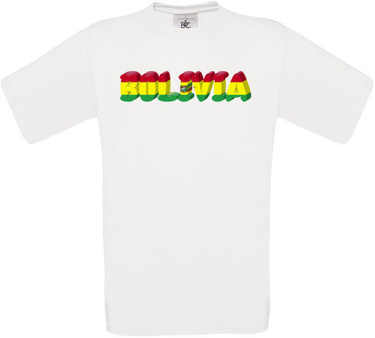 Bolivia Country Name Flag Crew Neck T-Shirt
