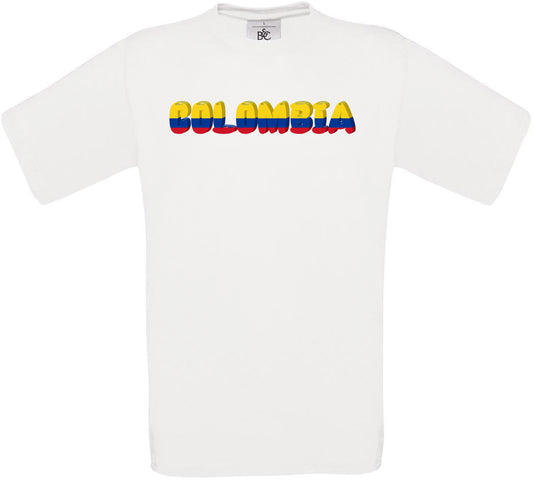 Colombia Country Name Flag Crew Neck T-Shirt