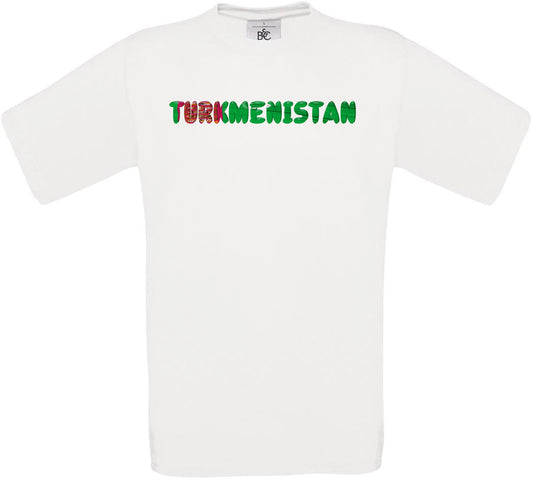Turkmenistan Country Name Flag Crew Neck T-Shirt