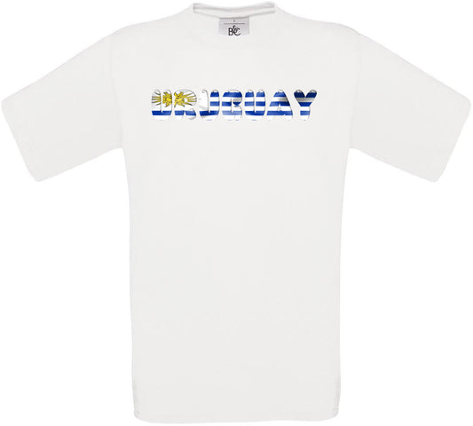 Uruguay Country Name Flag Crew Neck T-Shirt