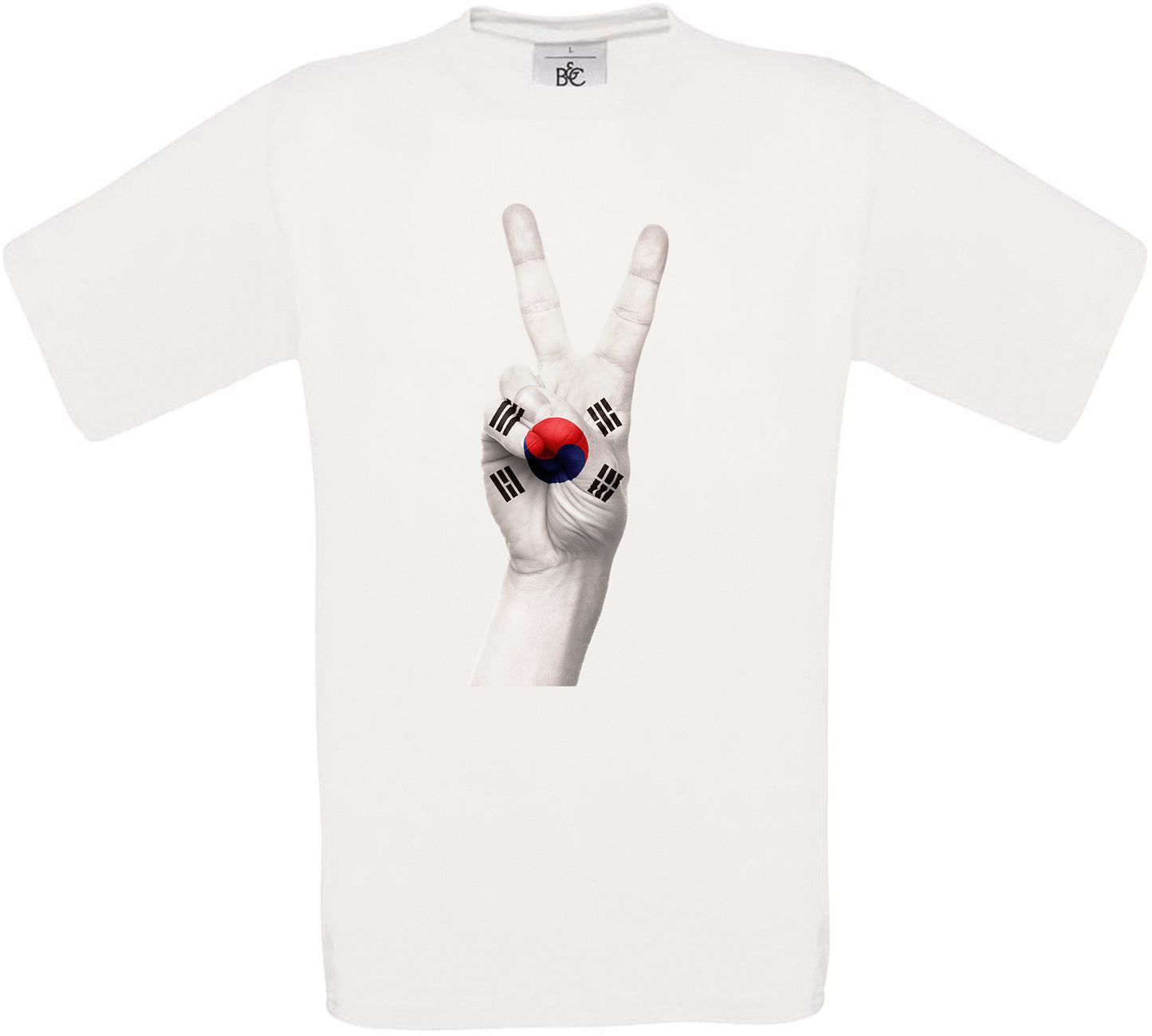 South Korea Two Fingers Flag Crew Neck T-Shirt