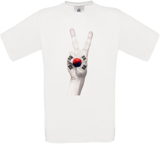 South Korea Two Fingers Flag Crew Neck T-Shirt