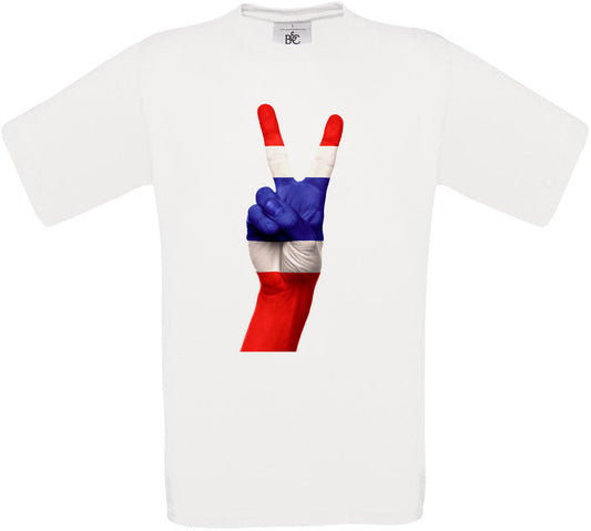 Thailand Two Fingers Flag Crew Neck T-Shirt