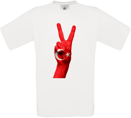 Turkey Two Fingers Flag Crew Neck T-Shirt